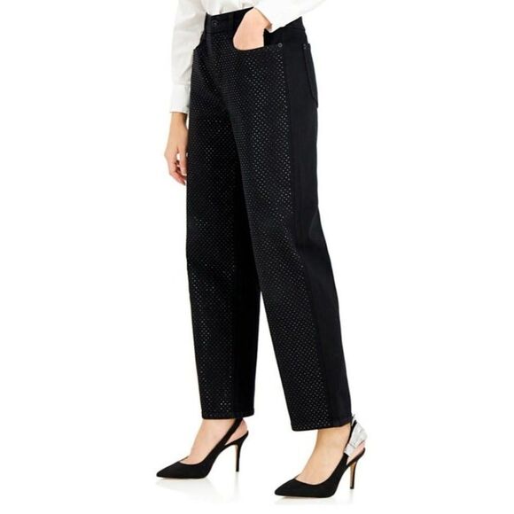 INC Rhinestone Jeans Women's 27 SMALL Black High-Rise Straight Pockets NWOT - Picture 16 of 16